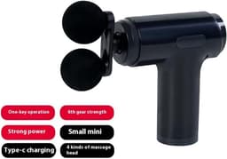 Massage gun - massagepistool - fascia gun - mini spiermassage apparaat - diepe spiermassage - 6 standen - 25W - 2200-4000 rpm - USB Type-C oplaadbaar - 4 massagekoppen - matcha groen — thumbnail 5