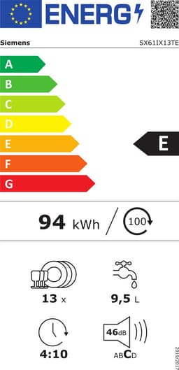 Siemens SX61IX13TE - iQ100 - Inbouwvaarwasser - 60 cm - XXL (extra hoog) - infoLight - Home Connect — thumbnail 3