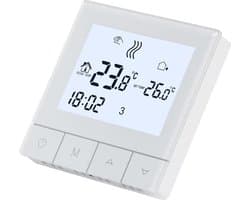 Slimme Wifi-thermostaat voor elektrische verwarming met programmeerbare LCD touchscreen en spraakbesturing - compatibel met Alexa en Google