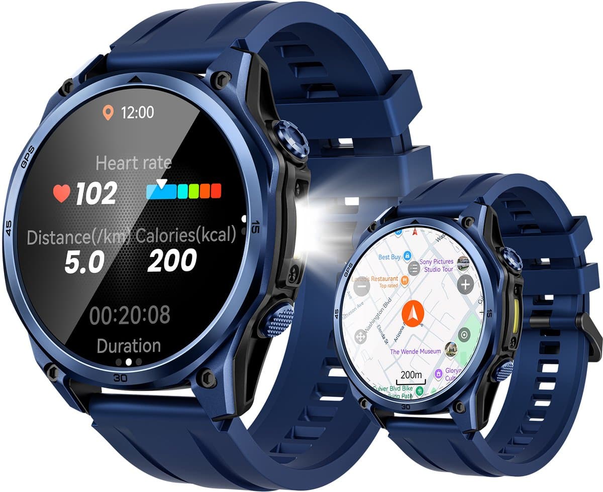 DOOGEE Anywise W1 Pro -Militair smartwatch-AI spraakbesturing-5ATM-Dual band GPS-Offline kaarten-170 sportmodi-1,43 inch AMOLED-Fitnesstracker-Bellen en gebeld worden-18 dagen extra lange batterijduur-Zaklamp-Geschikt voor Android en iPhone — afbeelding 1