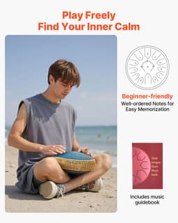 VEVOR Tongue Drum, ø305 mm, 13 Tonen, Rain Drum, C Majeur, met Muziekboek en Stokken, Percussie-Instrument voor Meditatie, Yoga en Muziekonderwijs voor Beginners, Steel Tongue Drum, Marineblauw — thumbnail 4
