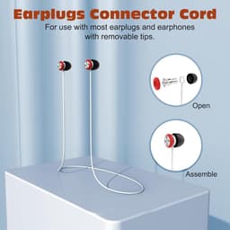 3 stuks - Oordopjes verbindingskoord - Oordopjes Koord - Oordopjes Connector Koord - veiligheidskoord voor oordopjes met lusjes - anti-verlieskoord voor oordopjes - voor de meeste oordopjes - voorkomt dat oordopjes uitvallen - 48cm - rood, zwart, wit — thumbnail 3