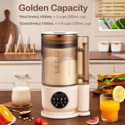 SnelShoppen - Automatische Notenmelk Machine 1500 ml, Geluidsarme Sojamelk Maker met 12 Bladen, Smoothie en Sapmachine, Voor Keuken, Met Schoonmaak- e — thumbnail 4