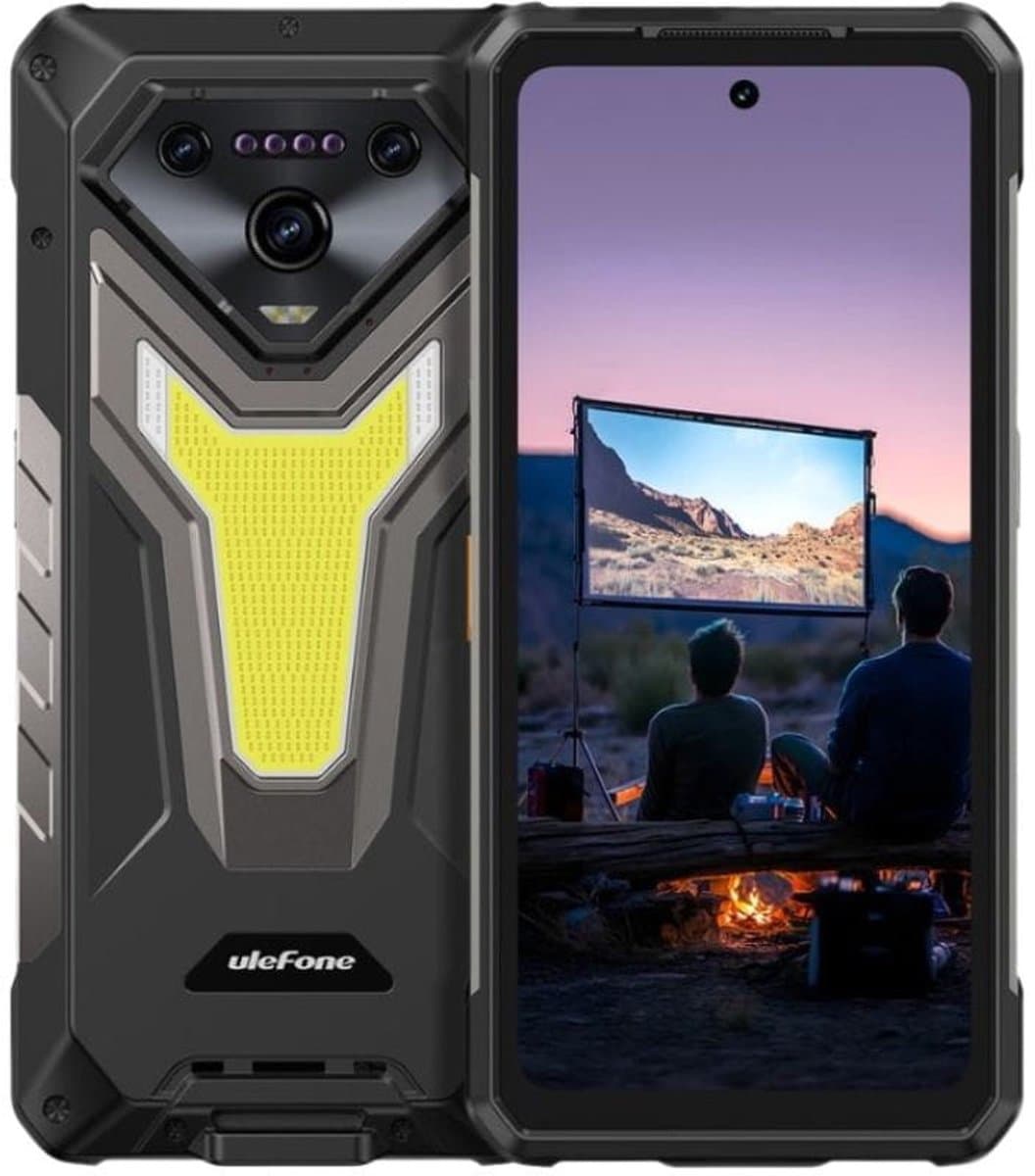 Ulefone Armor 34 Pro Robuuste Smartphone met Projector – IP68/IP69K & MIL-STD-810H – 6.95'' FHD+ 120Hz – 25500mAh & 66W Snelladen – 32GB RAM 512GB – 50MP + 64MP Nachtzicht – NFC – Dual SIM – Android 15 – Zwart — afbeelding 1