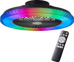 Brilliant Badria - Plafondventilator - Met verlichting - LED 40W - 3000K-6500K - Dimbaar - Zwart - Crystal effect - Zeer stil — thumbnail 4