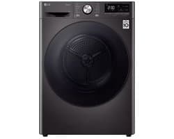 LG RH90V9ZVEN warmtepompdroger 9kg Zwart - Zelfreinigende condensor - Dual Inverter Heat Pump voor energiezuinig en zorgvuldig drogen - Eco Hybrid, sneller drogen of extra energiebesparing. Energieklasse A+++