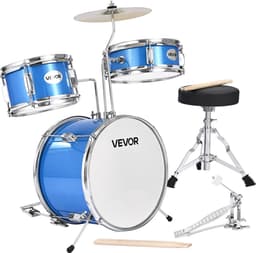 VEVOR Drumset 3-Delig Drumstel voor Kinderen met 14-Inch (35,6 Cm) Bastrommel Blauw — thumbnail 1