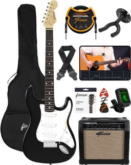 Finesse Elektrische Gitaar met Versterker - met Videocursus - Gitaar - Volwassenen - Kind - Zwart — thumbnail 1