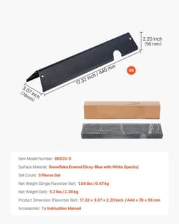 Vlamverdeler Flavorizer Bars - Set van 5 - Geëmailleerd Staal - Voor 3-brander gasbarbecue 300-serie - Gelijke Warmteverdeling - Beschermt Branders - Zwart — thumbnail 2