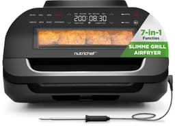 NutriChef Grill – 7 in 1 Slimme Grill & Airfryer - Smokeless Grill Kookfuncties, 6L - Slimme Thermometer - Afneembare Antiaanbak Grilplaten — thumbnail 1