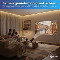 Vendar® YA350 Pro Mini Beamer 2025 – 350 ANSI Lumen – Inclusief HDMI Kabel - Smart Projector met 4K-ondersteuning – Geïntegreerd Android 14 – WiFi 6 & Bluetooth 5.4 – Voor iOS & Android – Thuisbioscoop – Zwart — thumbnail 2