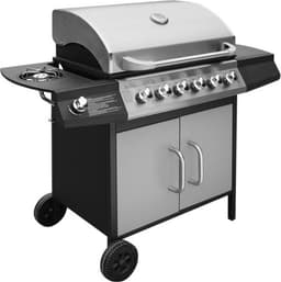 vidaXL Gasbarbecue 6+1 kookzone zwart en zilver — thumbnail 2