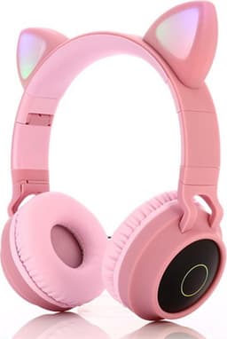 TDR- Draadloze Bluetooth koptelefoon - Over-Ear Koptelefoon voor Kinderen - Met Led Kat Oortjes - Bekend van TikTok - Roze — thumbnail 1