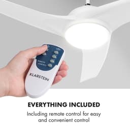 Klarstein Ventilator Figo plafondventilator - 2-in-1: & plafondlamp (2 x 55 W), diameter: 132 cm, 3 bladen, luchtstroom: 9,018 m³/h, 2 draairichtingen, 3 snelheidsinstellingen, wit - 40 cm - voor Slaapkamer - Afstandsbediening 3 Snelheden — thumbnail 4
