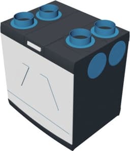 Orcon HRC-500 MaxComfort WTW unit met isolerende EPP behuizing, vochtsensor en randaarde, zwart/wit — thumbnail 3