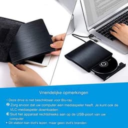 Externe DVD Speler - Externe DVD Speler voor Laptop - Externe DVD Speler en Brander - USB 3.0 en Type-C, Draagbare CD-DVD-Brander — thumbnail 3