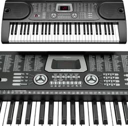 Keyboard Piano – Complete Set met Standaard, Pianokruk en Microfoon – 61 Toetsen -  Keyboard voor kinderen en volwassenen - Áengus A289 — thumbnail 2