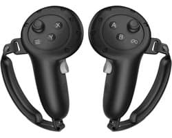 Siliconen controllerhoezen + houder voor Meta Quest 3S / Quest 3 – Zachte antislip beschermgreep met verstelbare bandjes – VR-accessoires (zwart/grijs)