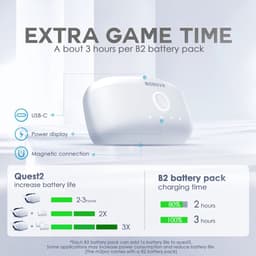 BOBOVR B2-batterij 5200 mAh voor Meta Quest 3 / Quest 2 | Magnetische hot-swap batterij | Lichtgewicht VR-hoofdband powerbank | 6 uur verlengde speeltijd — thumbnail 3