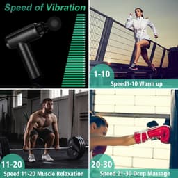 Massage Pistool diep weefsel stille percussie spier rug nek hoofd schouder lichaamshamer pijnverlichting 30 snelheden zwart — thumbnail 3