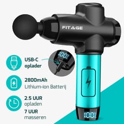 FITAGE Massage Gun Professioneel - Massage Apparaat - Massageapparaat Massagegun - Massage Pistool - Zwart — thumbnail 2