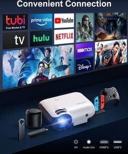 Thuisbioscoop set - 10.000 Lumen - 89cm tot 305cm Breedscherm - Mini Beamer met WiFi - Handmatig projectiescherm - Surround set Home Cinema - Projector - Mini beamer - Mini projector - Thuisbioscoop - Filmpakket — thumbnail 5
