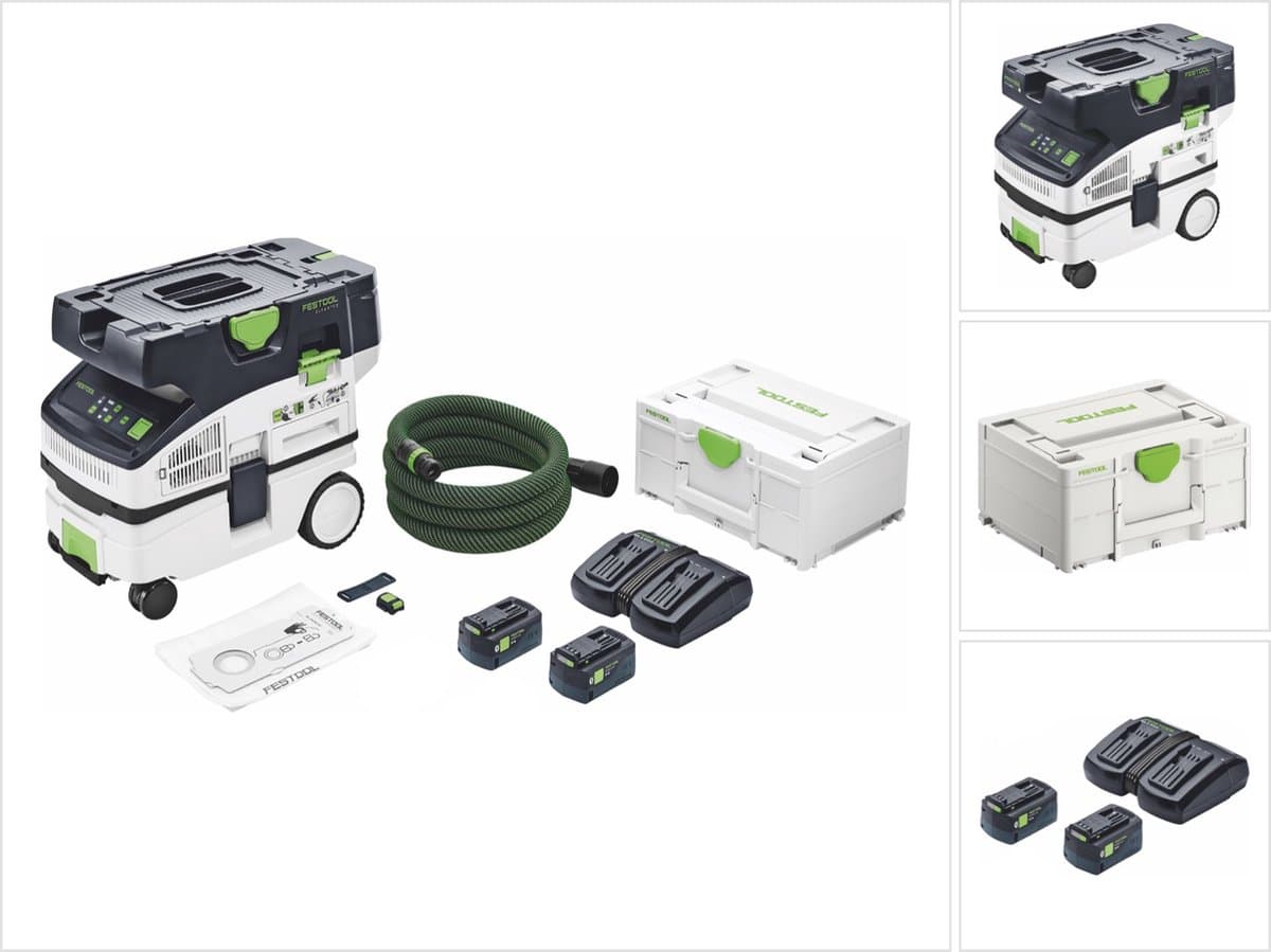 Festool CTLC MINI I-Basic accu mobiele stofafzuiger 36 V ( 2x 18 V ) stofklasse L + 2x accu 5.0 Ah + dubbele lader + systainer — afbeelding 1
