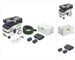 Festool CTLC MINI I-Basic accu mobiele stofafzuiger 36 V ( 2x 18 V ) stofklasse L + 2x accu 5.0 Ah + dubbele lader + systainer