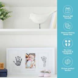Babyprints Pasgeboren Baby Handafdruk en Voetafdruk Fotolijst Kit met Inbegrepen Veilig voor Baby Clean-Touch Inkt Pad, Wit, Memorabele Doop Keepsake, Gift voor elke nieuwe moeder — thumbnail 2