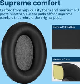 MMOBIEL Oorkussens voor Sony WH-1000XM4 Noise Cancelling Hoofdtelefoon - Memory Foam en Protein PU Koptelefoon Oorkussens - Noise Isolation Hoofdtelefoon Earpads – Zwart — thumbnail 3