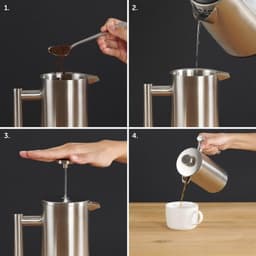French Press van roestvrij staal 350 ml (2 kopjes) - Thermo koffiemaker dubbelwandig geïsoleerd met meetschaal incl. reservefilter & handleiding — thumbnail 3