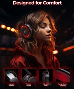 Picun × Valorise UG-08S - 2.4Ghz PS4 Draadloze Gaming headset - 7.1 Surround Sound - met Retractable ENC microfoon - Over-ear PS5 Koptelefoon - Multiplatform - Zwart rood — thumbnail 2