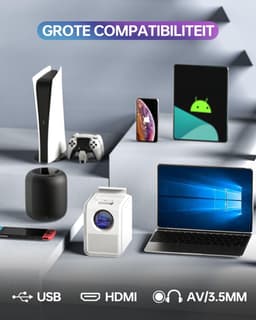 Projector - Mini - 1080P -Draagbaar - Beamer - Bluethooth — thumbnail 3