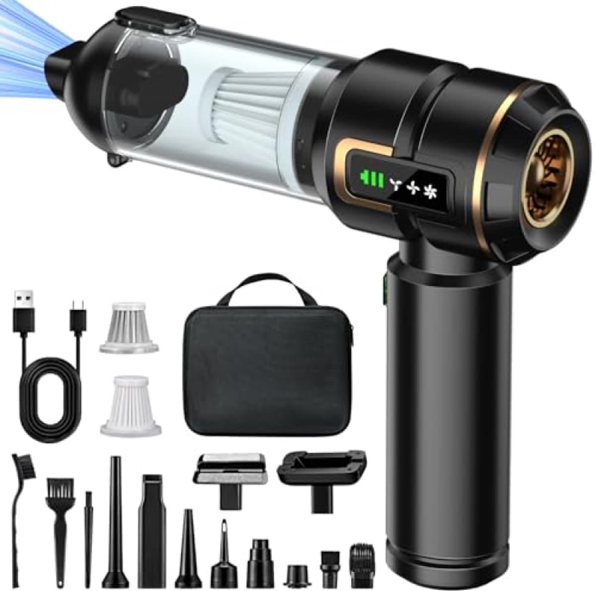 Draadloze handstofzuiger 4-in-1 met LCD-scherm en krachtige zuiging — afbeelding 1