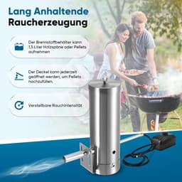 Cellista Rookgenerator BBQ Koud Roken - RVS Smoker Accessoire - Elektrische Luchtpomp - BBQ Rookmachine - Cold Smoke Generator - 1.5L Capaciteit — thumbnail 4