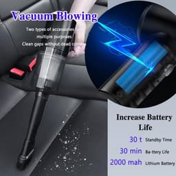 3-in-1 Draadloze Handheld Stofzuiger, Oplaadbare Mini Stofzuiger met USB, Geschikt voor Auto, Huis en Kantoor — thumbnail 5
