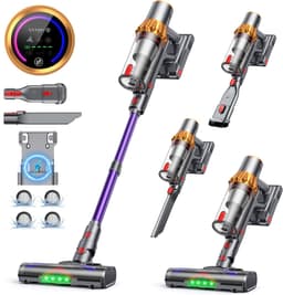RAYOFI Steelstofzuiger - accu stofzuiger - Steelstofzuiger Draadloos 70000PA - LED-Display - draadloze stofzuiger - 3 Standen Zuigkracht -Steelstofzuigers - Anti-klit vloerborstel - 20-60 Min Werktijd - 1,8L - Goud — thumbnail 1