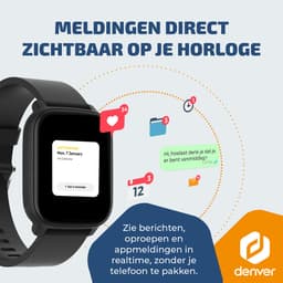 Denver Smartwatch - GPS - Hartslagmeter - 100 sportmodi - Saturatiemeter - Volledig Belfunctie - SWG155 - Zwart — thumbnail 3