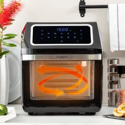 Grote Airfryer 12L - 1800W - RVS - Zwart - Hete Lucht Friteuse met Timer — thumbnail 3