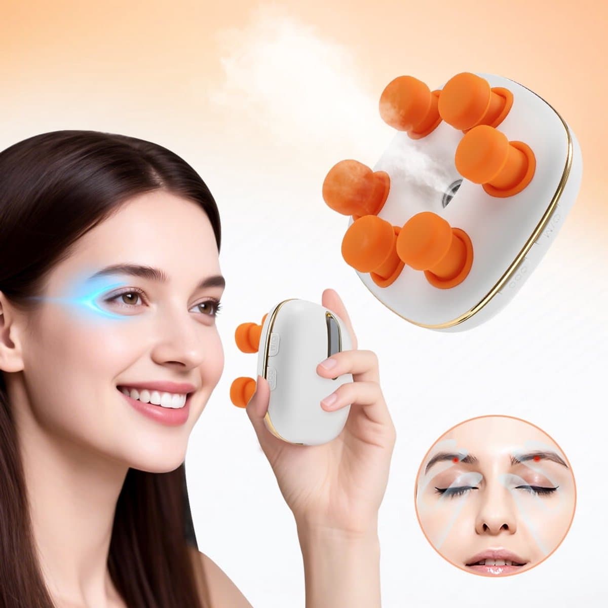 Elektrische nano-stoom oogmassager, geschikt voor droge ogen, draagbare oogstoomspray, oogmassager met 3 vibratiestanden, hydraterende oogverzorging, mini-stoomapparaat voor rustgevende oogverzorging. — afbeelding 1