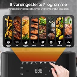 XXL Heteluchtfriteuse 6.5L met Digitale Display en 8 Programma's - Zwart — thumbnail 3