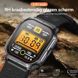 Sytifro Smartwatch D28 - Outdoorhorloges - 1.46'' Display - Smartwatch Heren en Dames - Belfunctie - IP68 Waterdicht - 120+ sportmodi - Stappenteller - Hartslagmeter - Saturatiemeter - Sport Horloge - Geschikt voor iOS/Android- 350 mAh - Zwart — thumbnail 5
