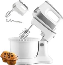 Nexvo® Mixer met Mengkom - Keukenmachine - Mixer - 6 Liter Mengkom - Wit/Grijs - ‎31cm x 21cm x 36cm — thumbnail 1