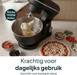 Keukenmachine - Mixer Kom - Zwaar Deeg Maken - Planetaire Beweging - 5 Liter Kom - Matzwart — thumbnail 5