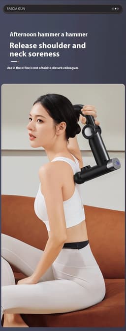 Massagepistool - Verlengde Bocht - Zwart - 32 Standen - LCD Display - Oplaadbaar - 25W - Diepe Weefselmassage - Rugmassage - Spierherstel - Mini Draagbaar — thumbnail 3