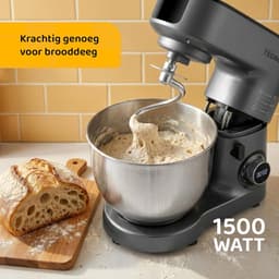 Krachtige Keukenmixer - Standmixer Deeg - Professioneel Bakken - 6.5L Kom Digitaal - 42x22x36cm - Antracietgrijs — thumbnail 4