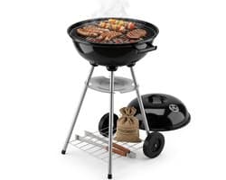 Lomera Kogelbarbecue - Houtskoolbarbecue - Houtskool BBQ - Kogelgrill - Ronde Barbecue - Ronde Houtskoolbarbecue - Barbecue met Deksel - Barbecue op Wielen - Verrijdbare Barbecue - Zwarte Kogelbarbecue