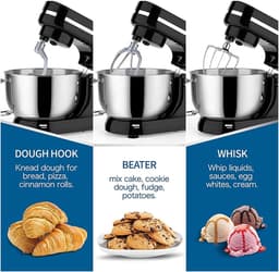 Keukenmixer - Huishoudelijke Mixer - Bakken en Koken - Kantelbare Kop - 4 Liter Kom - Zwart — thumbnail 5
