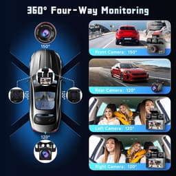 4-kanaals Dashcam – Auto Camera – Parkeercamera – 360 Graden Beveiliging – Voertuigcamera – 2K Ultra HD Frontcamera – Nachtzicht en App-bediening — thumbnail 2