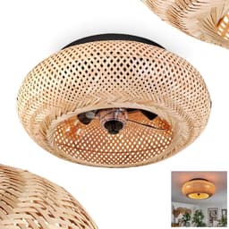 Stijlvolle Plafondventilator met Verlichting - 50 cm - Zwart/Bamboe - Inclusief Afstandsbediening — thumbnail 4